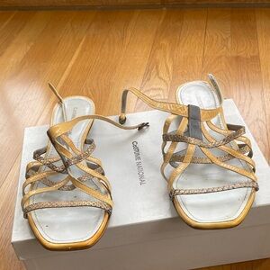 CNC Costume National Gold and Brown Strappy Women’s Sandals